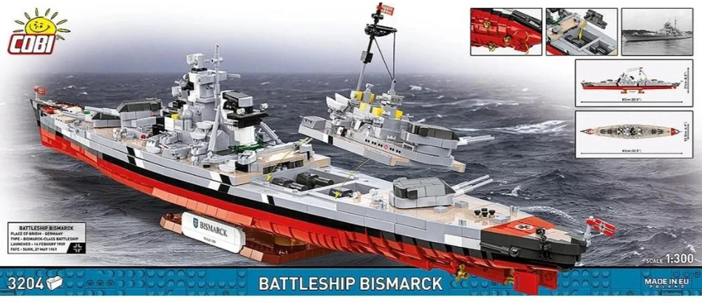 Cobi Klocki Karo laivas „Bismarck 3204“ kaladėlės