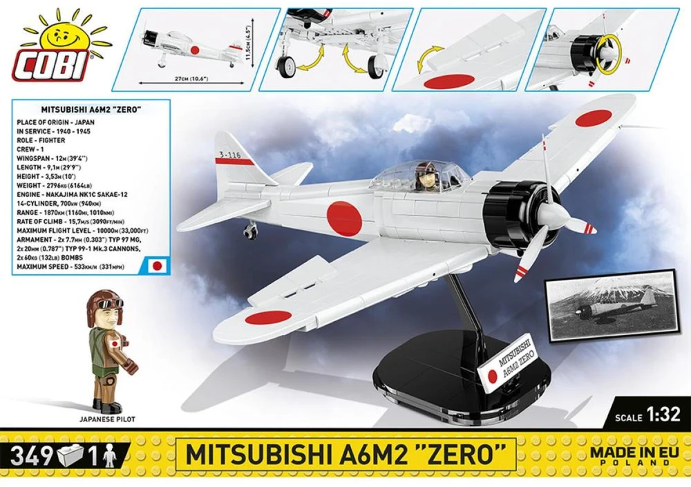 Cobi Klocki „Mitsubishi A6M2“ nulinio jutiklio pagalvėlės