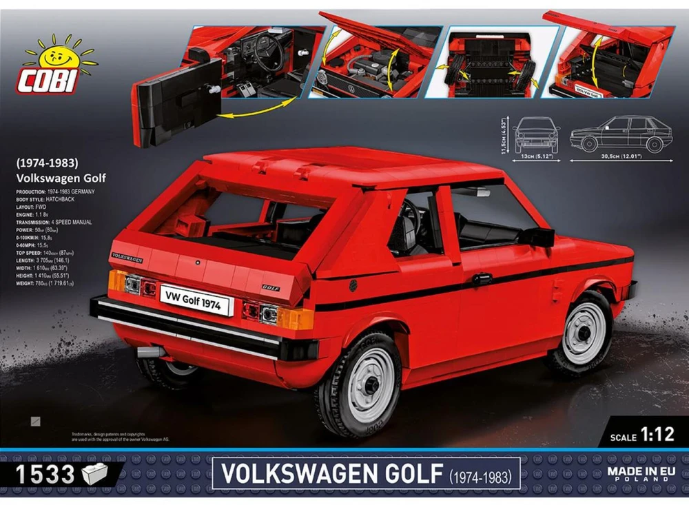 COBI 24359 Volkswagen Golf 1974–1983 raudona