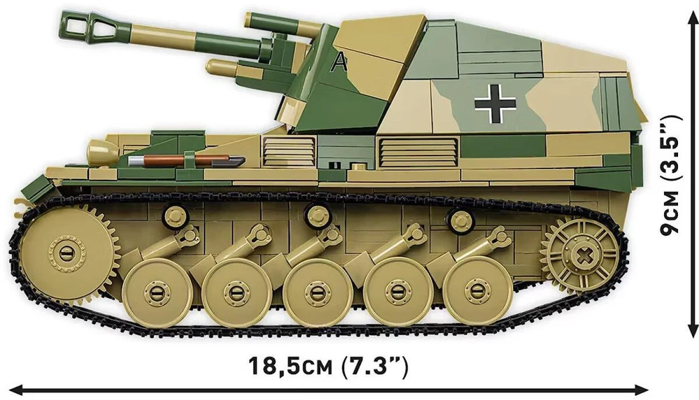 Cobi Klocki Sd.kfz.124 Wespe blokeliai 860 blokai