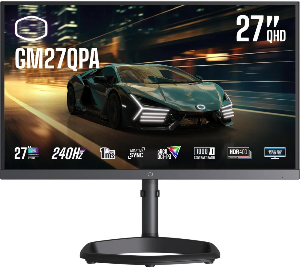 Monitorius Cooler Master GM27QPA (68,6 cm (27 colių), juodas, QHD, IPS, adaptyvaus sinchronizavimo, 240 Hz ekranas)