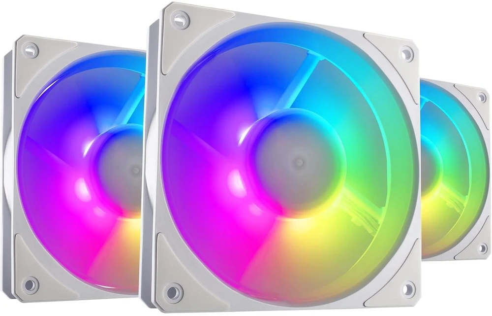 Kompiuterio Ventiliatorių Rinkinys - Cooler Master Mobius 120P ARGB 3-vnt. Baltos Spalvos Leidimas