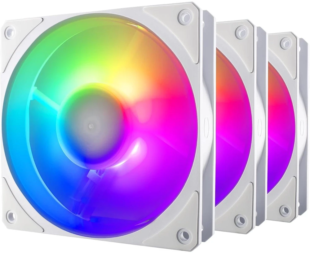 Kompiuterio Ventiliatorių Rinkinys - Cooler Master Mobius 120P ARGB 3-vnt. Baltos Spalvos Leidimas