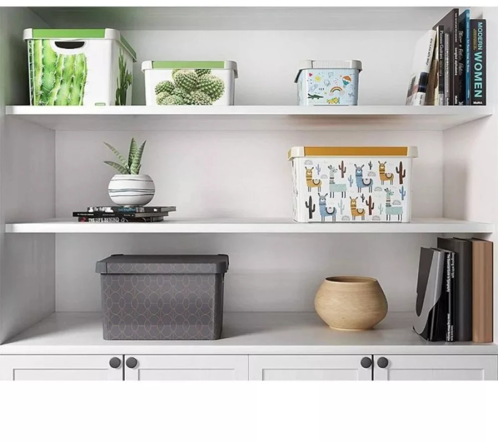 Curver Dėžutė su dangteliu Deco Stockholm S 29.5x19.5x13.5cm Žali lapai
