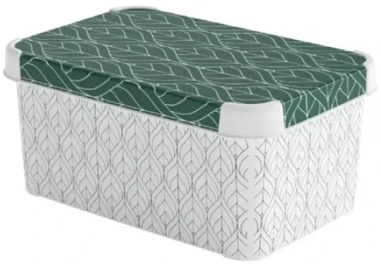 Curver Dėžutė su dangteliu Deco Stockholm S 29.5x19.5x13.5cm Žali lapai