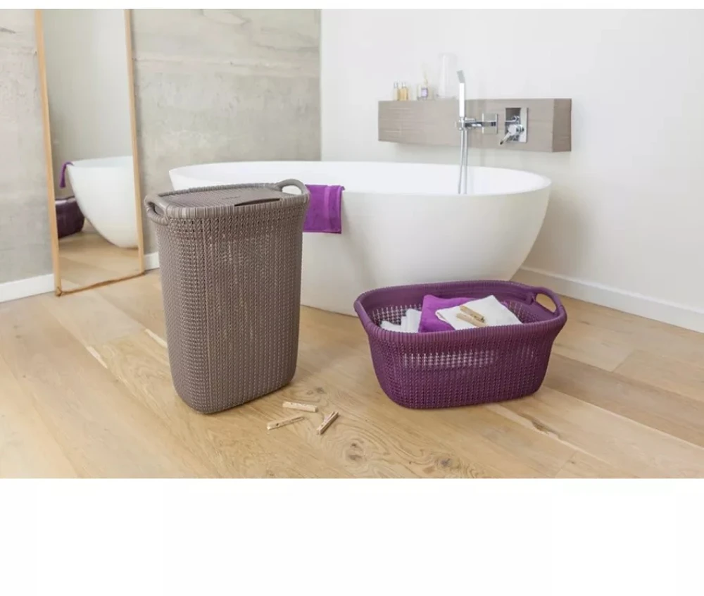 Curver Skalbinių krepšys Knit, kreminės baltos spalvos, 40l