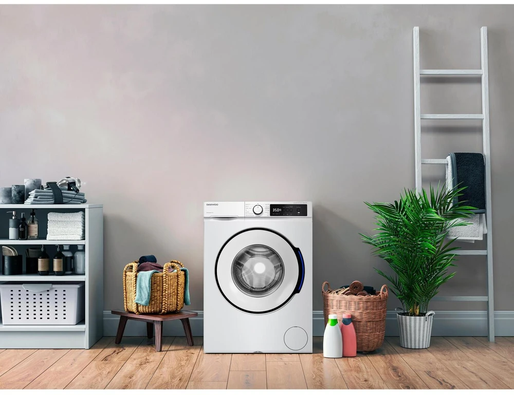 Daewoo Skalbimo mašina WM-FB8514W1A-DE 10843351, 8kg, 1400 aps/min, A, 76dB, 48L, 47kWh, 15 programų, skaitmeninis ekranas
