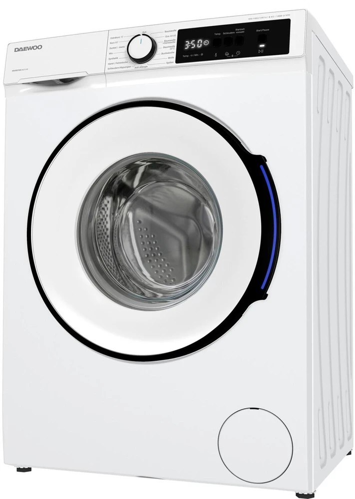 Daewoo Skalbimo mašina WM-FB8514W1A-DE 10843351, 8kg, 1400 aps/min, A, 76dB, 48L, 47kWh, 15 programų, skaitmeninis ekranas