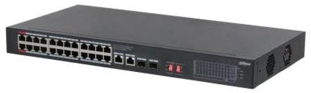 Šakotuvas Komutatorius POE S3228-24GT-375 24 prievadų + 2x įėjimo kanalai + 2x SFP DAHUA