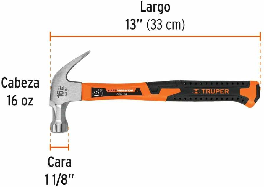 Truper Plaktukas-viniatraukis 450g, lenktas, stiklo pluošto kotas
