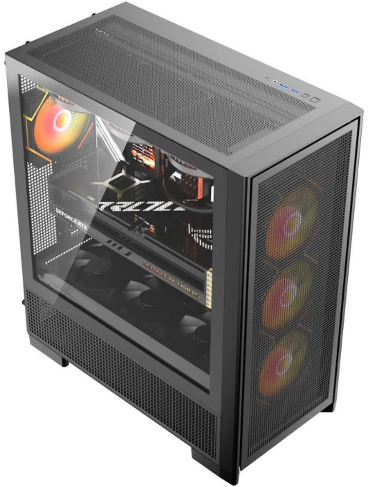 DarkFlash AIRNOVA kompiuterio korpusas (juodas) + 3 ventiliatoriai