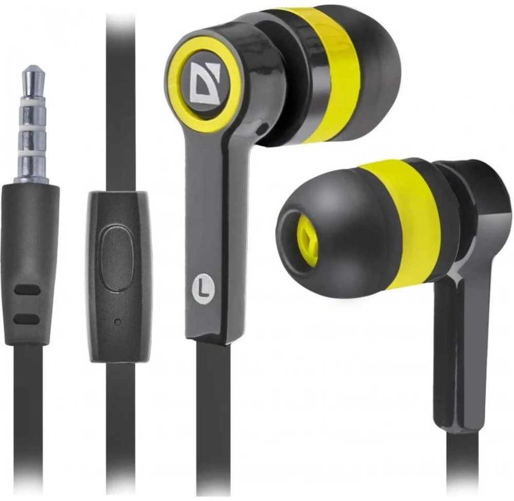 DEFENDER Ausinės mobiliems įrenginiams Pulse 420 juodas + geltona į ausis įkišamos
