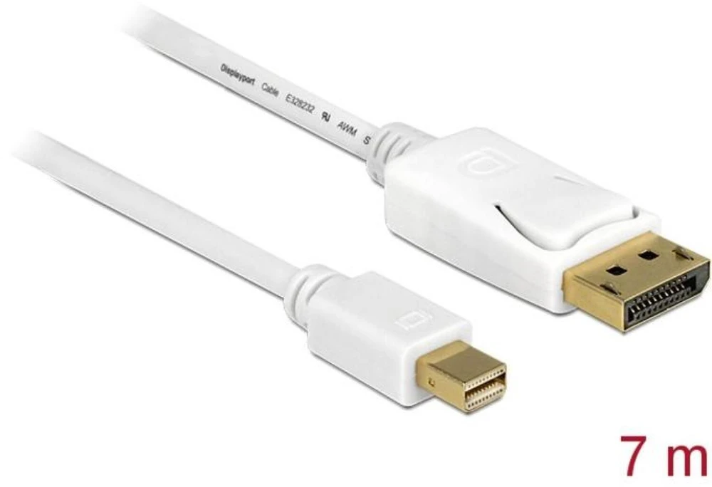 Delock Adapterkabel mini-DisplayPort 1.2 (Stecker) > DisplayPort (Stecker) 4K (baltas, 7 Meter)