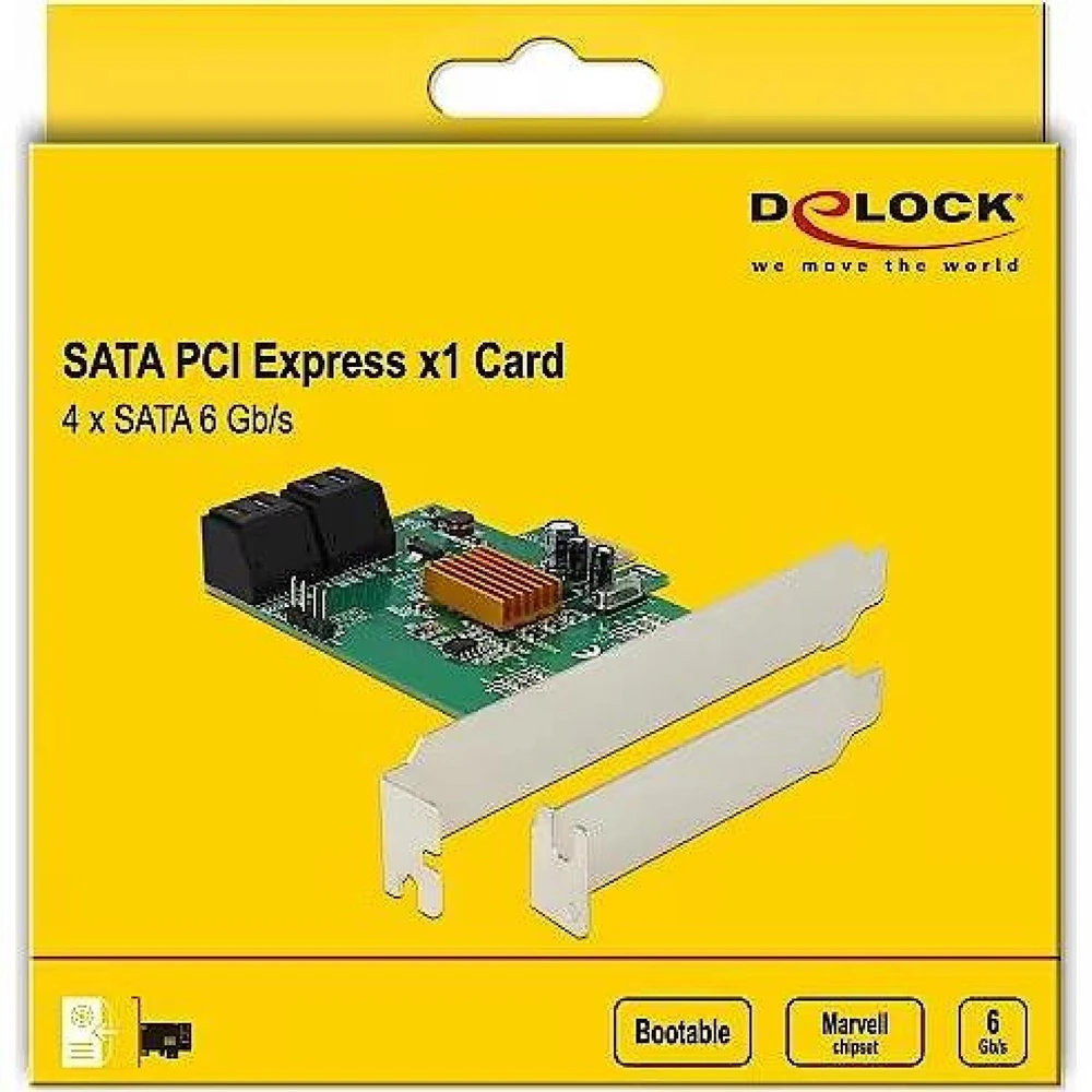 „Delock PCIe 2.0 x1“ valdiklis – 4x SATA III (90382)