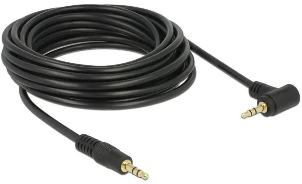 Delock Audiokabel Klinke 3,5mm Stecker > 3,5mm Stecker (juodas, 5 Meter abgewinkelt)