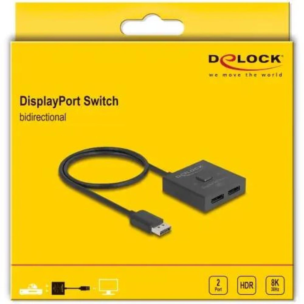 Delock DeLOCK DisplayPort jungiklis 2 > 1 dvikryptis 8K (juodas, 50 cm)