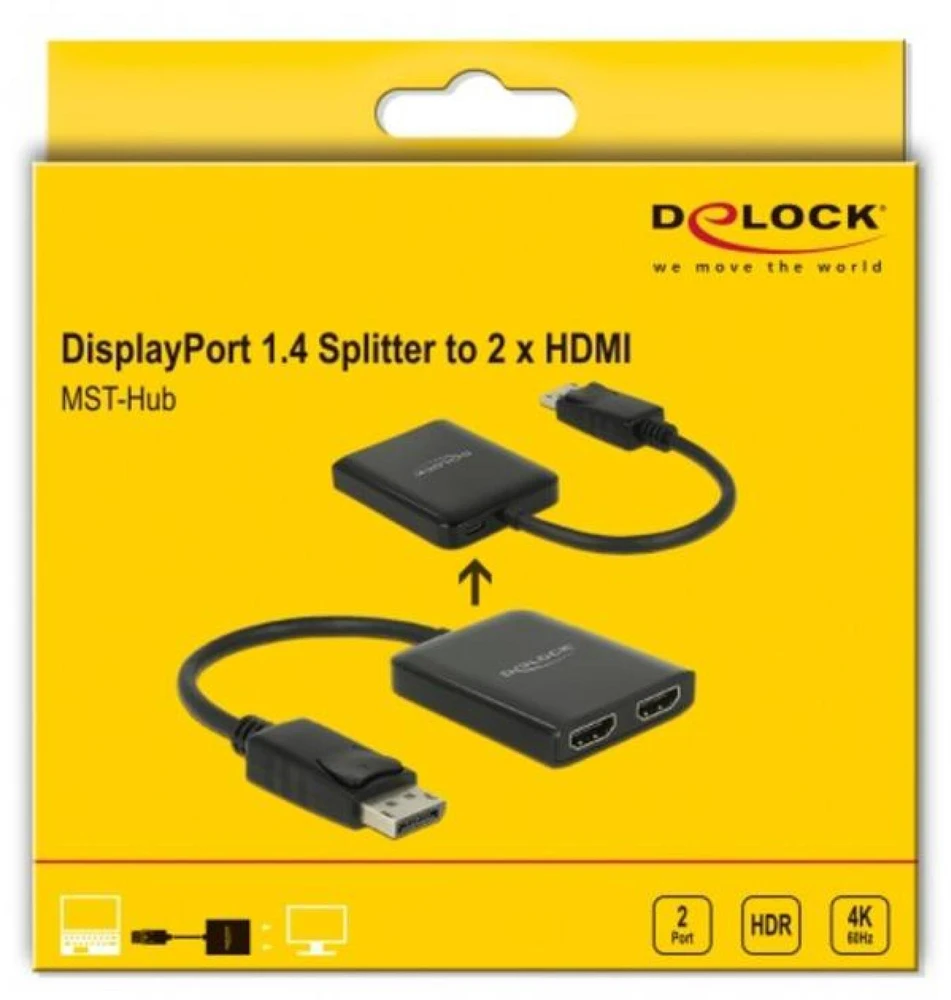 Delock DeLOCK DisplayPort 1.4> 2x HDMI MST skirstytuvai, skirstytuvai ir jungikliai