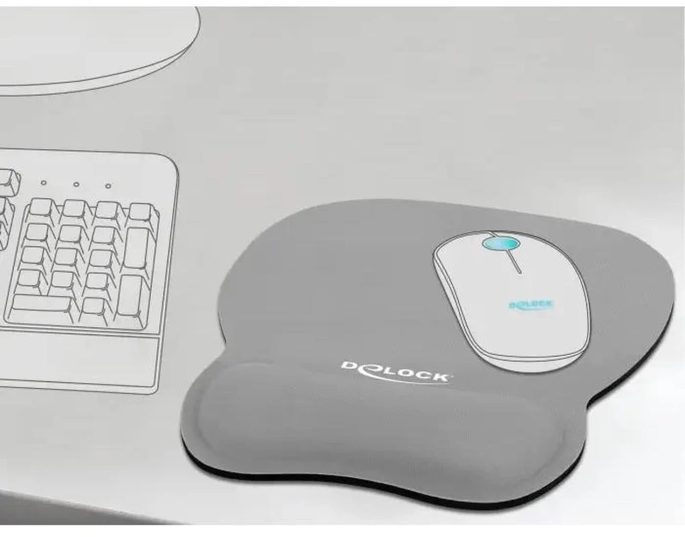 DeLOCK Ergonomiškas pelės kilimėlis with Gel su atrama riešui - pilka