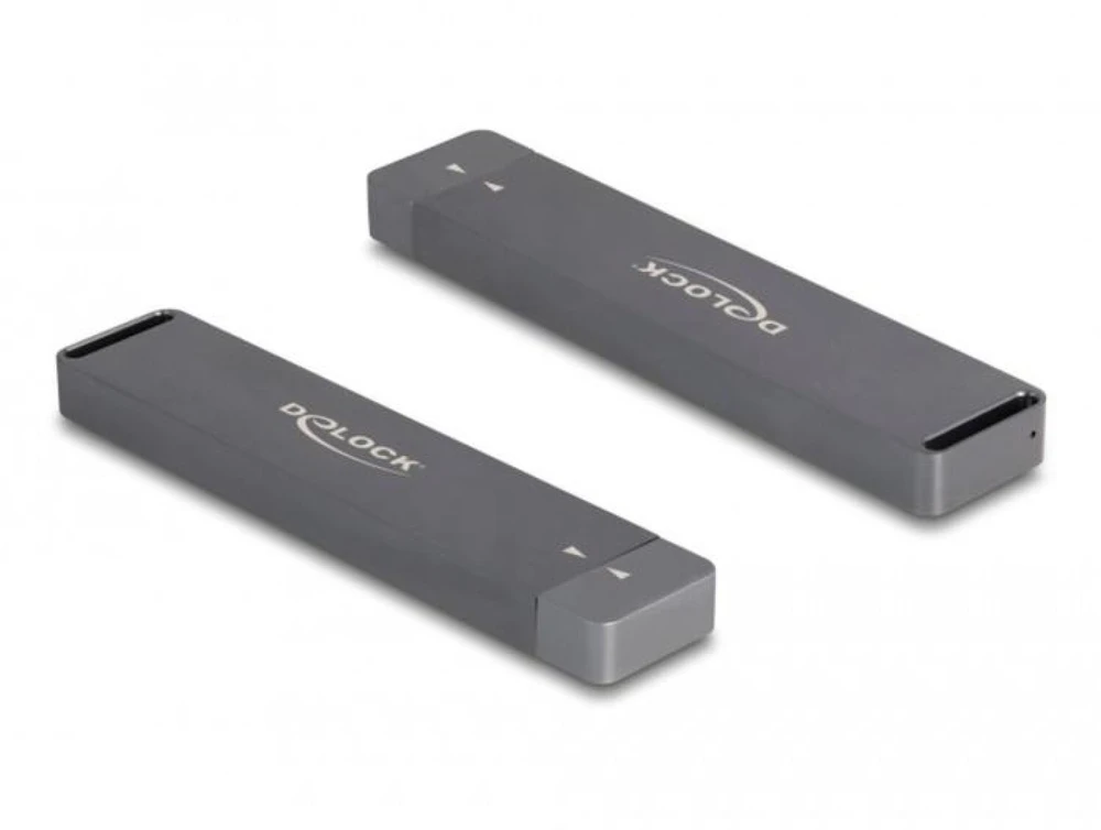 Delock Externes Gehäuse M.2 NVMe PCle SSD, SATA SSD (grau, mit USB Typ A-Stecker)