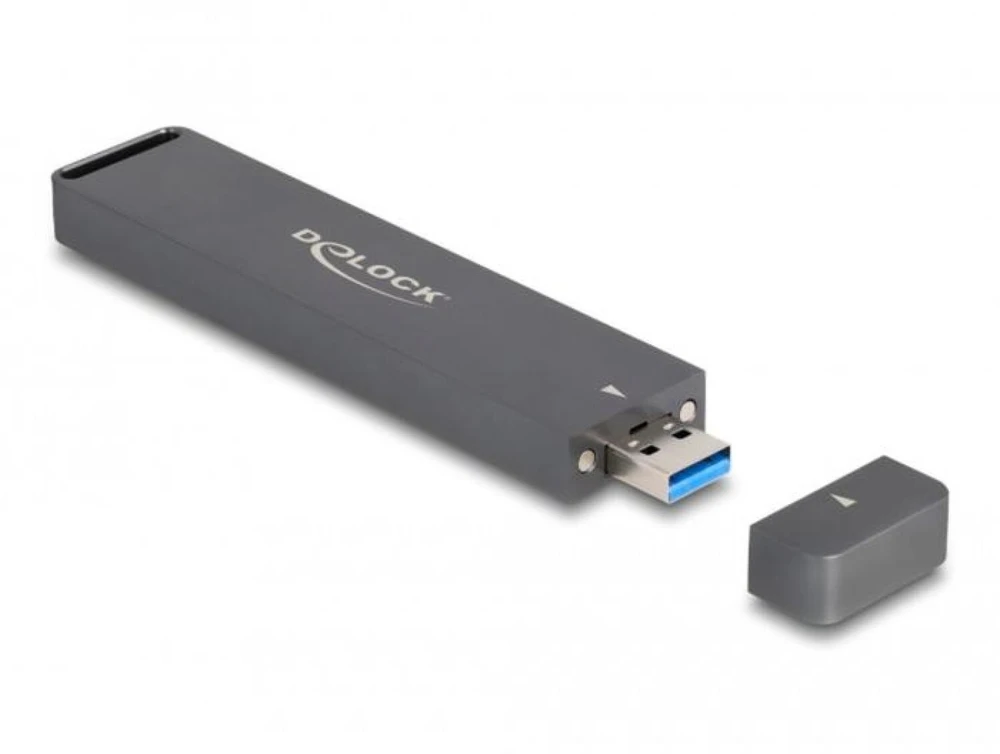 Delock Externes Gehäuse M.2 NVMe PCle SSD, SATA SSD (grau, mit USB Typ A-Stecker)