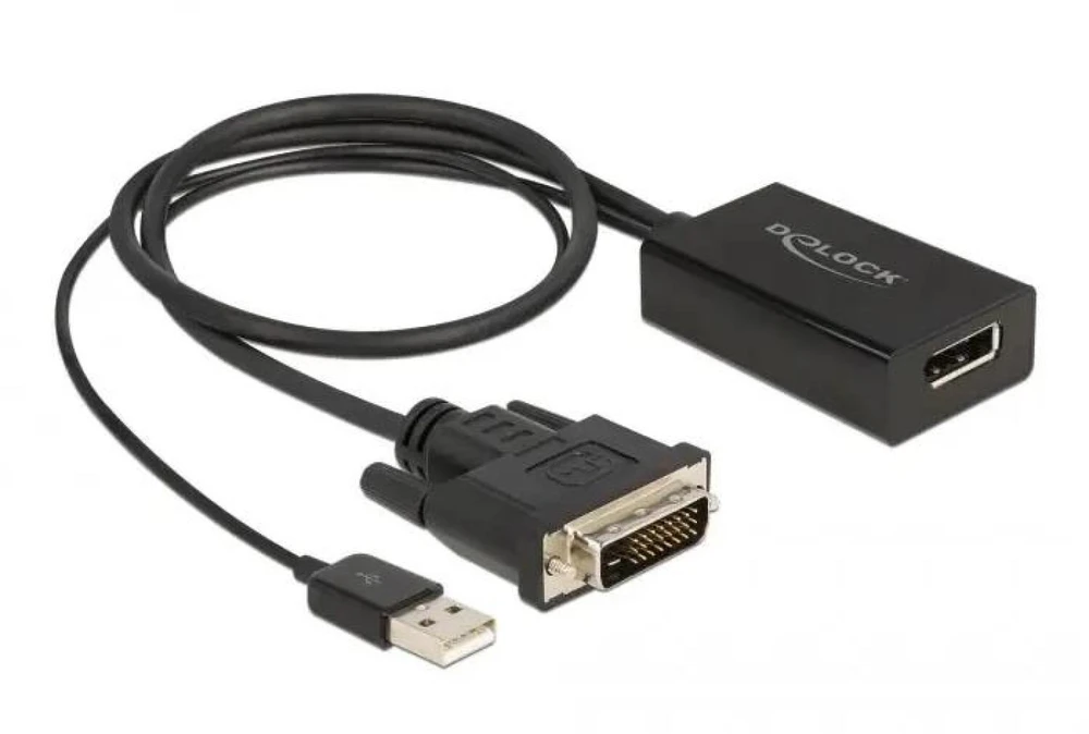 Delock Adapteris DVI kištukas prie DisplayPort 1.2 moteriškas juodas 4K 50 cm