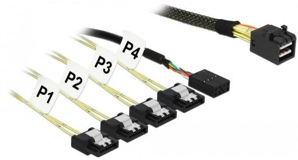Delock SFF 8643 - SATA x4, 1m, Juodas (85732)