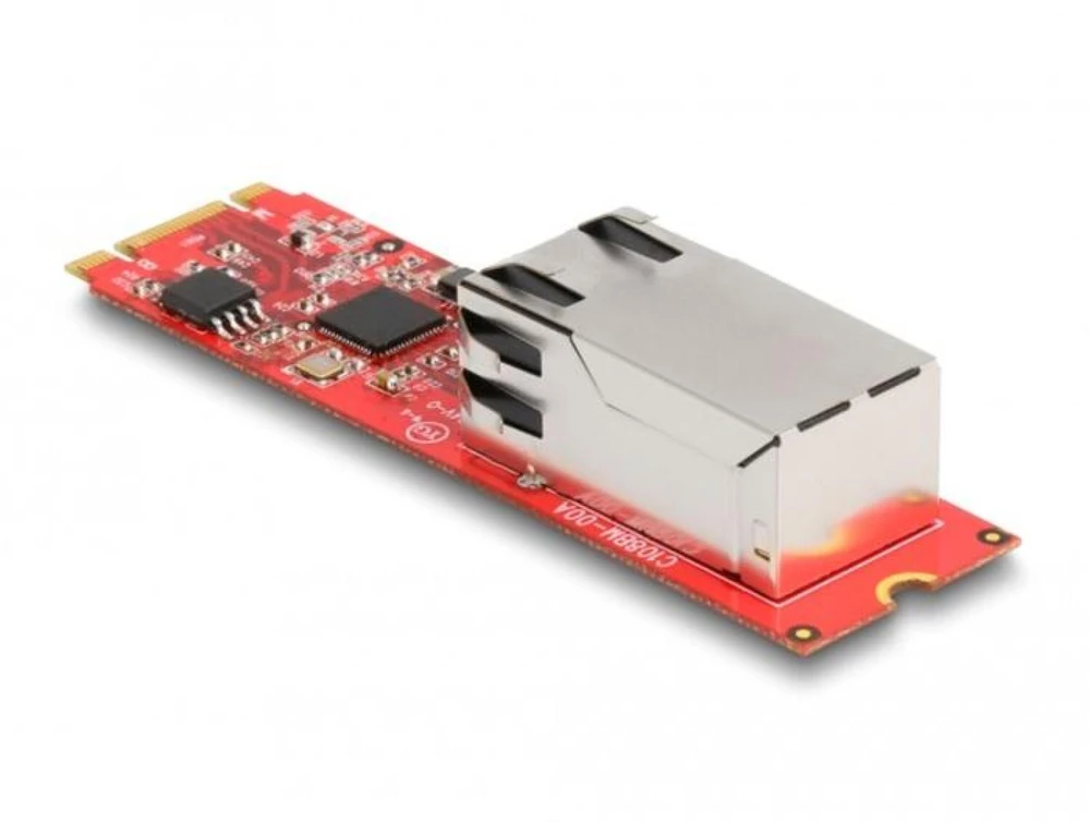 „DeLOCK“ keitiklis, M.2 rakto B+M jungtis į 1 x RJ45 2.5 gigabito LAN prievadą horizontaliai, LAN adapteris