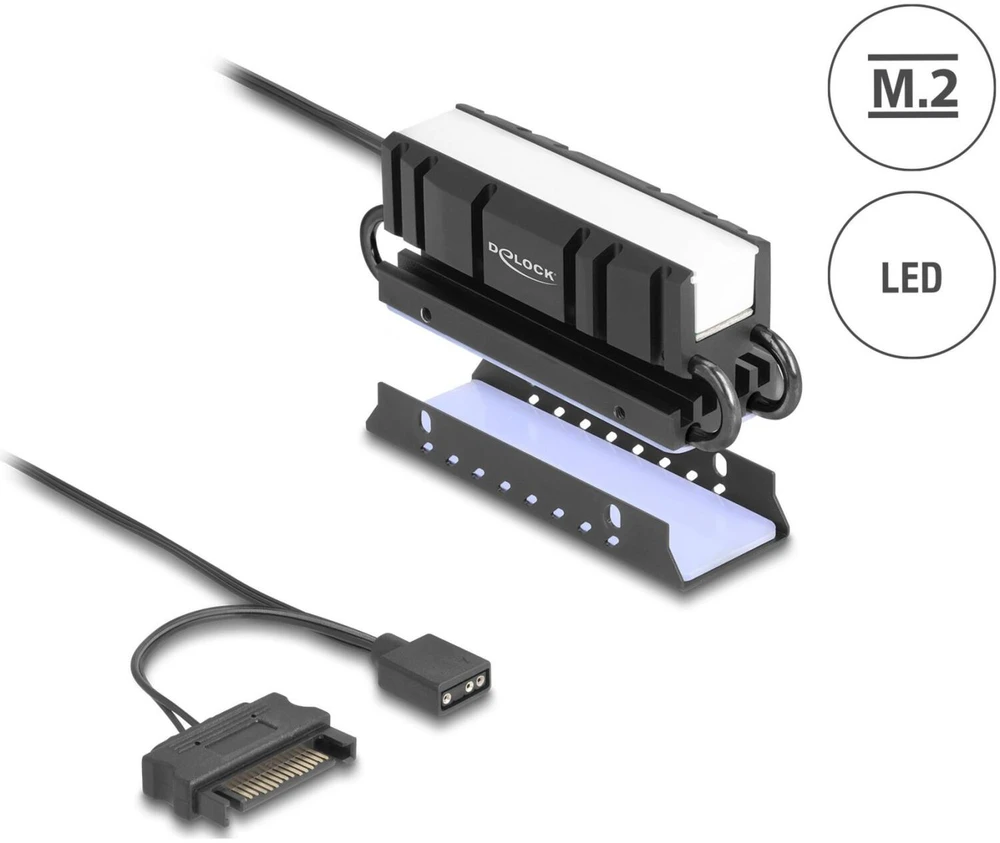 Vaizdo plokštė Delock M.2 Kühlkörper für SSD 2280 mit RGB LED Beleuchtung