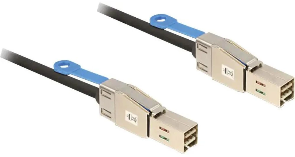 DeLOCK 83394, 1 m, Mini SAS HD x 4 SFF 8644, Mini SAS HD x 4 SFF 8644, Vyr./Vyr., Juoda, Sidabrinė