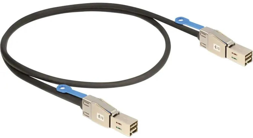 DeLOCK 83394, 1 m, Mini SAS HD x 4 SFF 8644, Mini SAS HD x 4 SFF 8644, Vyr./Vyr., Juoda, Sidabrinė