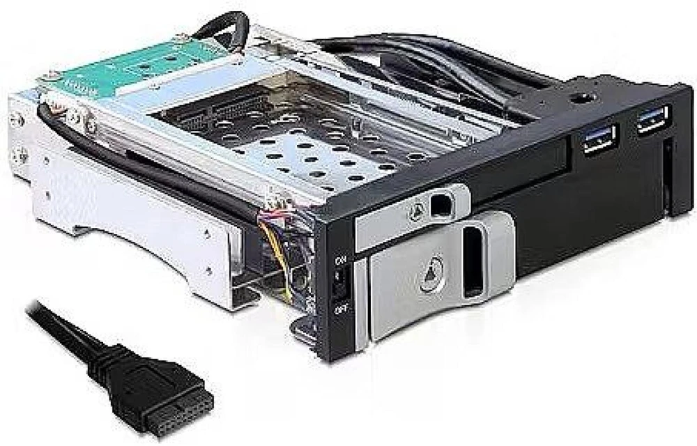 Delock 5.25 Mobile Rack 1 x 2.5 + 1 x 3.5 SATA HDD + 2 x USB 3.0 jungtys
