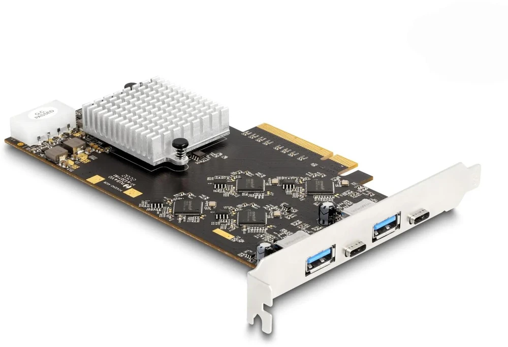Karta dźwiękowa Delock Karta PCI Express x8 su 2 x USB 20 Gbps USB Type-C żeńska i 2 x USB 10 Gbps Typ-A żeńska - Quad Channel