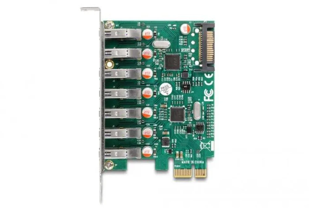 „Delock DeLOCK PCI Express x1“ kortelė, skirta 7 išoriniams USB 5 Gbps A tipo lizdams, USB valdiklis