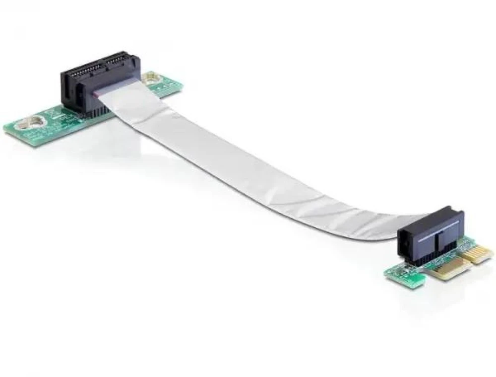 Delock stovo kortelė PCI Express x1 su lanksčiu kabeliu, nukreiptu į kairę