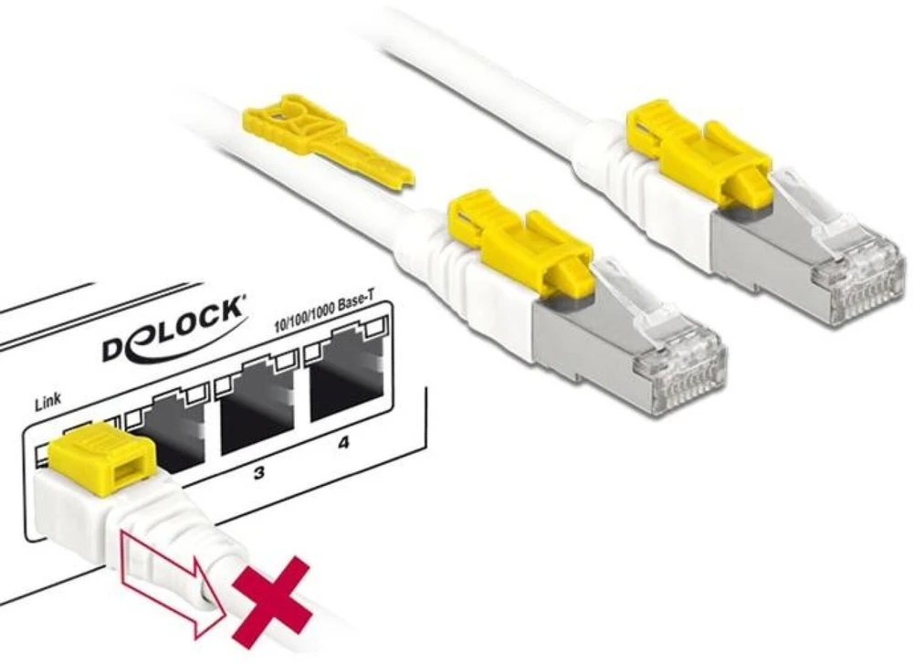 Delock Patchkabel SSTP CAT 6A Secure baltas 5,0m