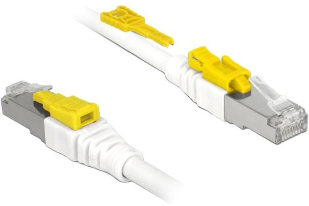 Delock Patchkabel SSTP CAT 6A Secure baltas 5,0m