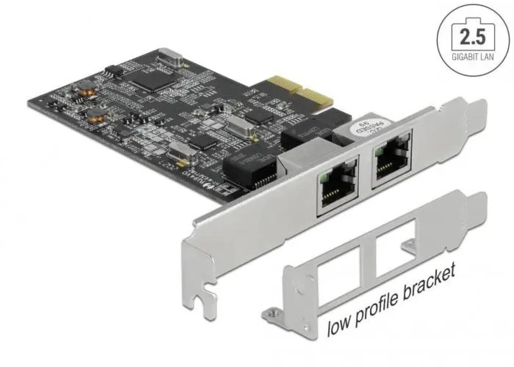 Delock PCI Express x2 kortelė su 2 x RJ45 2,5 Gigabit LAN RTL8125