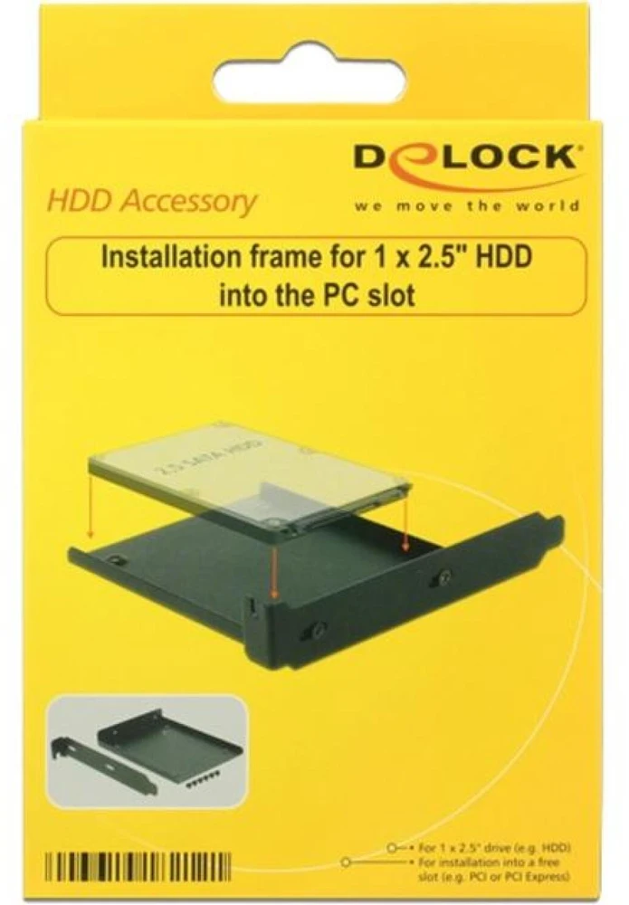 Delock montavimo rėmelis 1 2,5 colio HDD kompiuterio lizde juodas (182120)