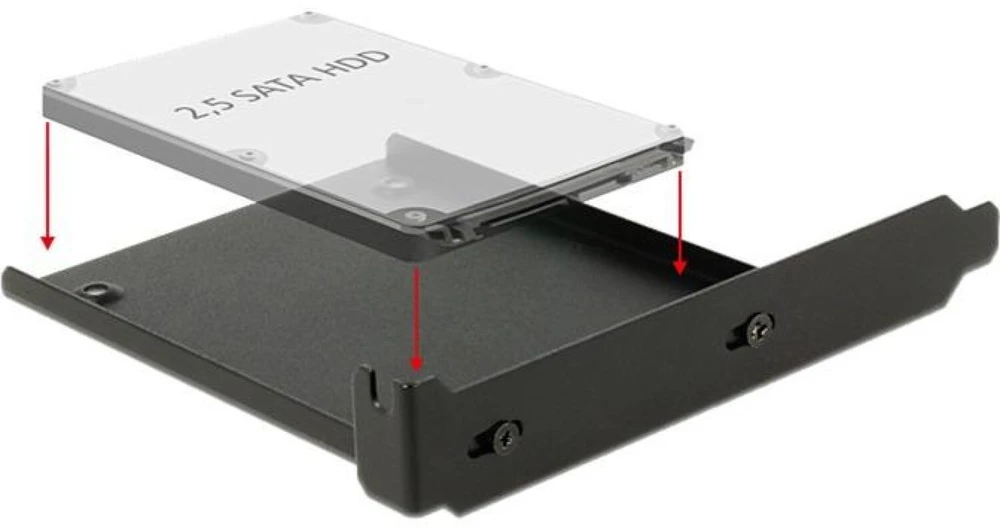 Delock montavimo rėmelis 1 2,5 colio HDD kompiuterio lizde juodas (182120)