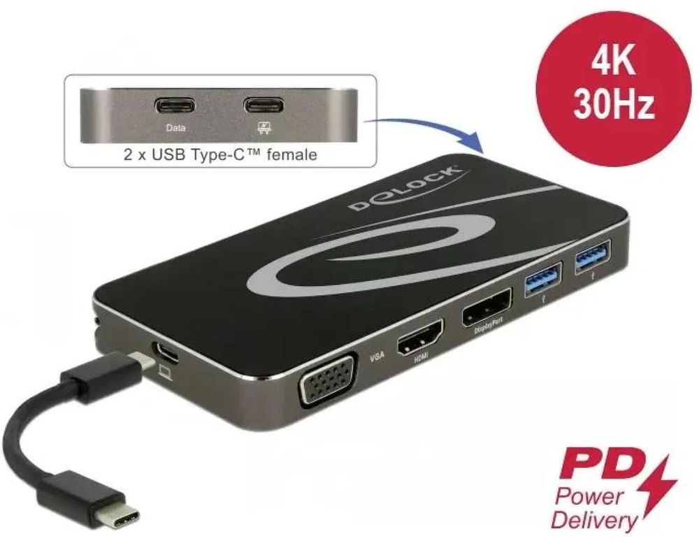 „Delock 4K Dock“ USB-C stotis / replikatorius (87773)