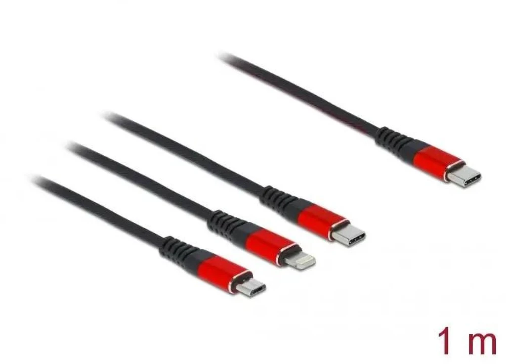 „Delock“ USB įkrovimo laidas „3 in 1 Type-C™“ su „Lightning™“ / „Micro USB“ / „Type-C™“ 1 m