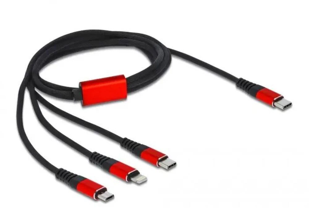 „Delock“ USB įkrovimo laidas „3 in 1 Type-C™“ su „Lightning™“ / „Micro USB“ / „Type-C™“ 1 m