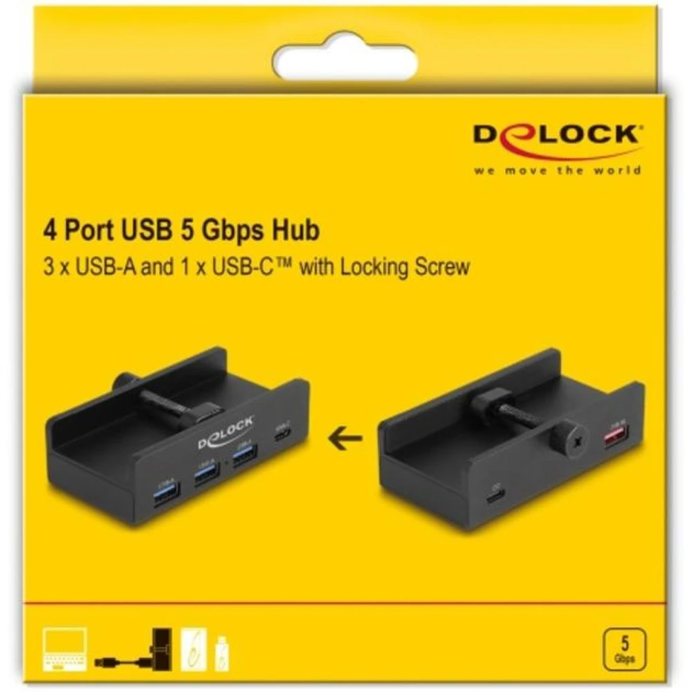 HUB USB Delock USB šakotuvai ir koncentratoriai 2.0 Type-A 5000 Mbit/s Juoda