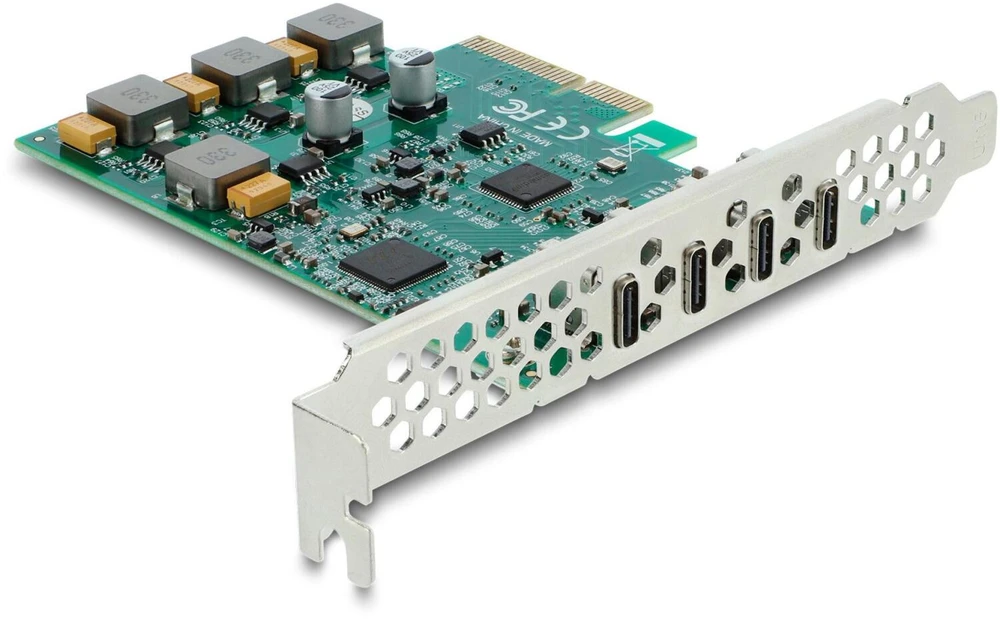 Delock USB valdiklis 90935, PCIe x4 3.0, 4x USB-C 10 Gbit/s, žemo profilio, Asmedia ASM3142, VIA VL820
