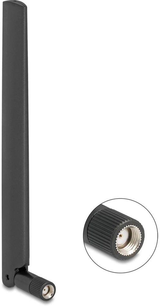 Delock WiFi 7 Antenne RP-SMA Stecker 2,0 - 4,4 dBi 17 cm omnidirektional mit Kippgelenk juodas