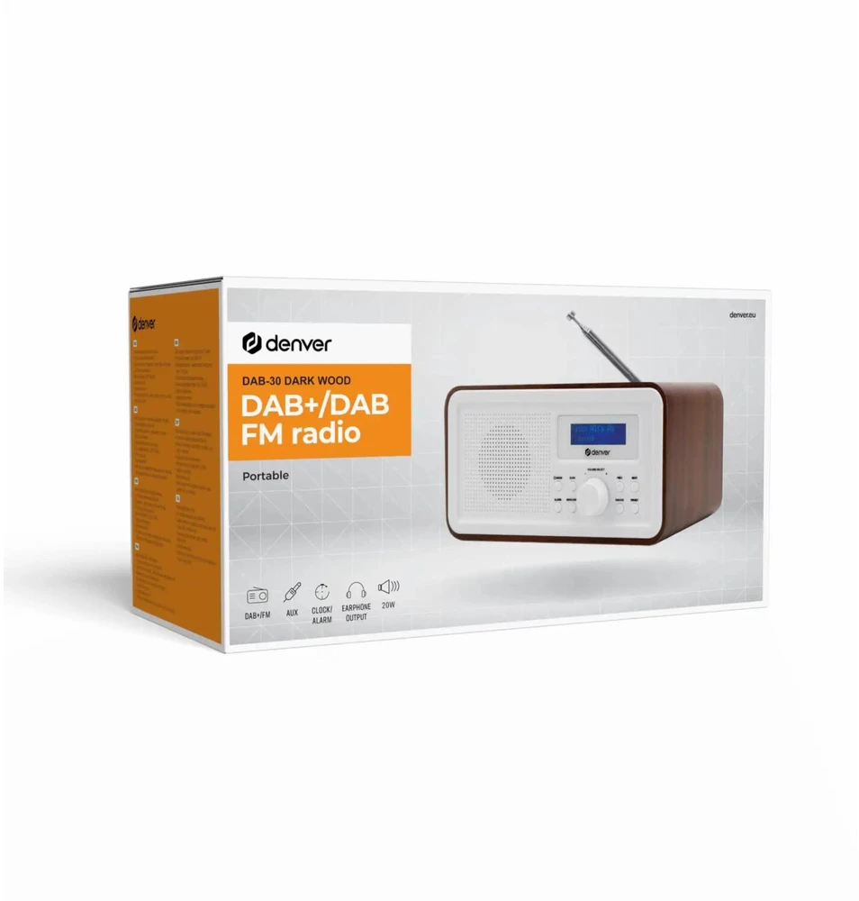 Dark Radijas DAB+/FM Denver DAB-30DW tamsaus medžio
