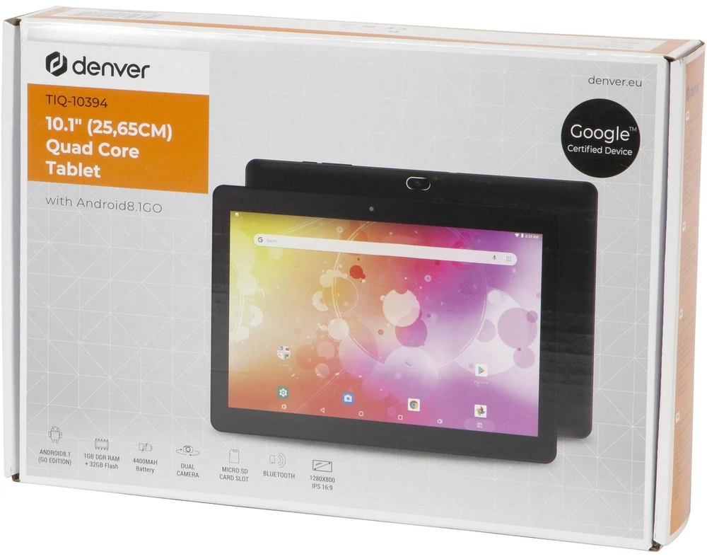 Planšetė Denver TIQ-10394 25,6 cm (10,1") 1 GB 32 GB Wi-Fi 4 (802.11n) Suderinamas su Android 8.1 Go leidimu