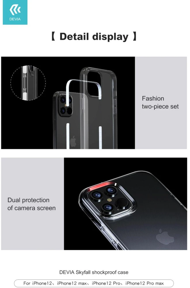 Dėklas Devia Balta smūgiams atspari dėklė iPhone 12 Pro Max