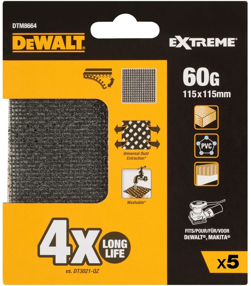 Kelių įrankių geležtės Dewalt dtm8664-qz 115 x 115 mm Orbitinis šlifuoklis 5 vnt.