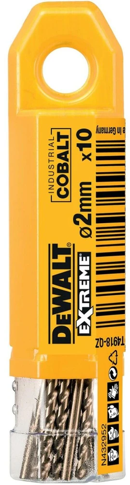 Grąžtas DEWALT grąžtai KOBALTOWE DO METALU 2,0mm 10vnt.